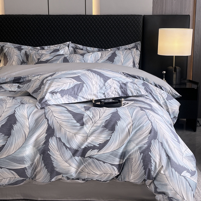 91家纺网 家纺一手货源 找家纺 红淳家纺 2025新款13376全棉活性印花单品床单 羽蓝