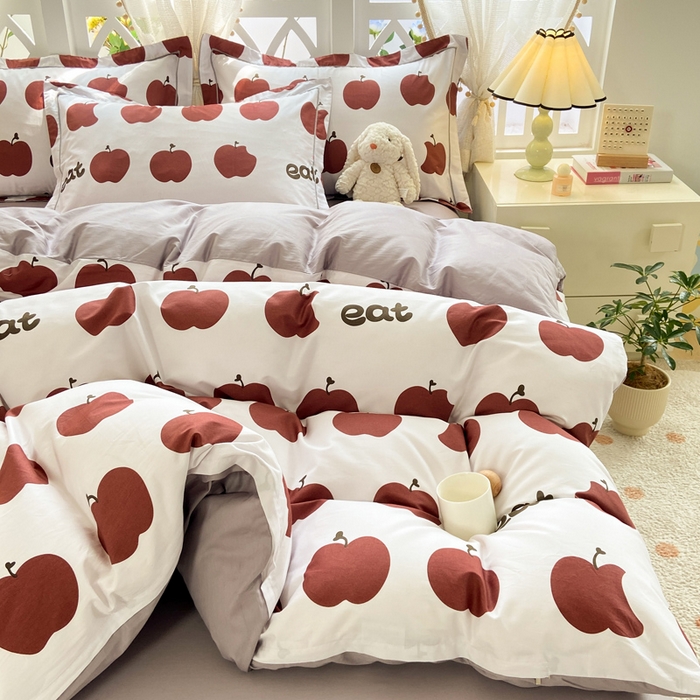 91家纺网 家纺一手货源 找家纺 红淳家纺 2025新款13376全棉活性印花单品床单 红苹果