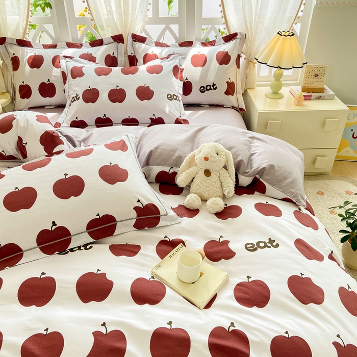 91家纺网 家纺一手货源 找家纺 红淳家纺 2025新款13376全棉活性印花单品床单 红苹果
