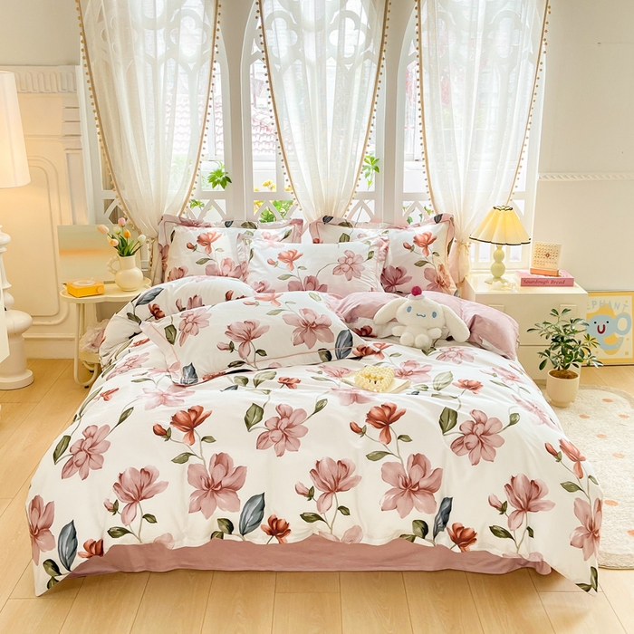 91家纺网 家纺一手货源 找家纺 红淳家纺 2025新款13376全棉活性印花单品床单 初梦