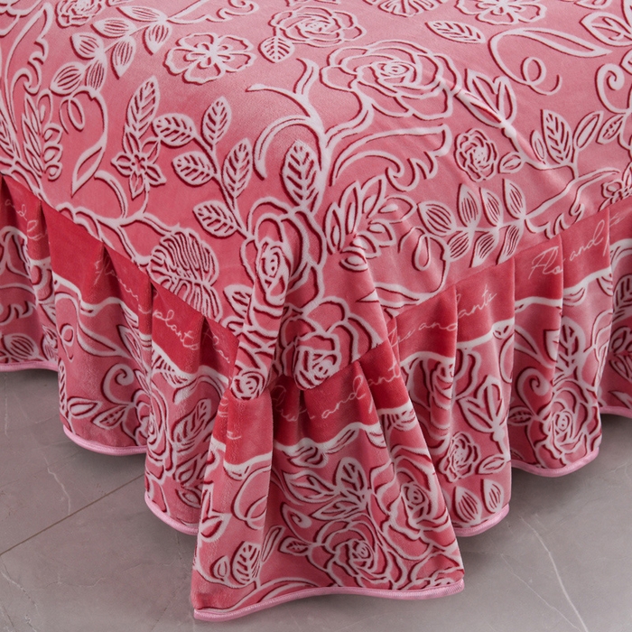 91家纺网 家纺一手货源 找家纺 静缘分 2025新款230克特厚8.5斤牛奶绒金貂绒床裙款保暖四件套-阳光生活