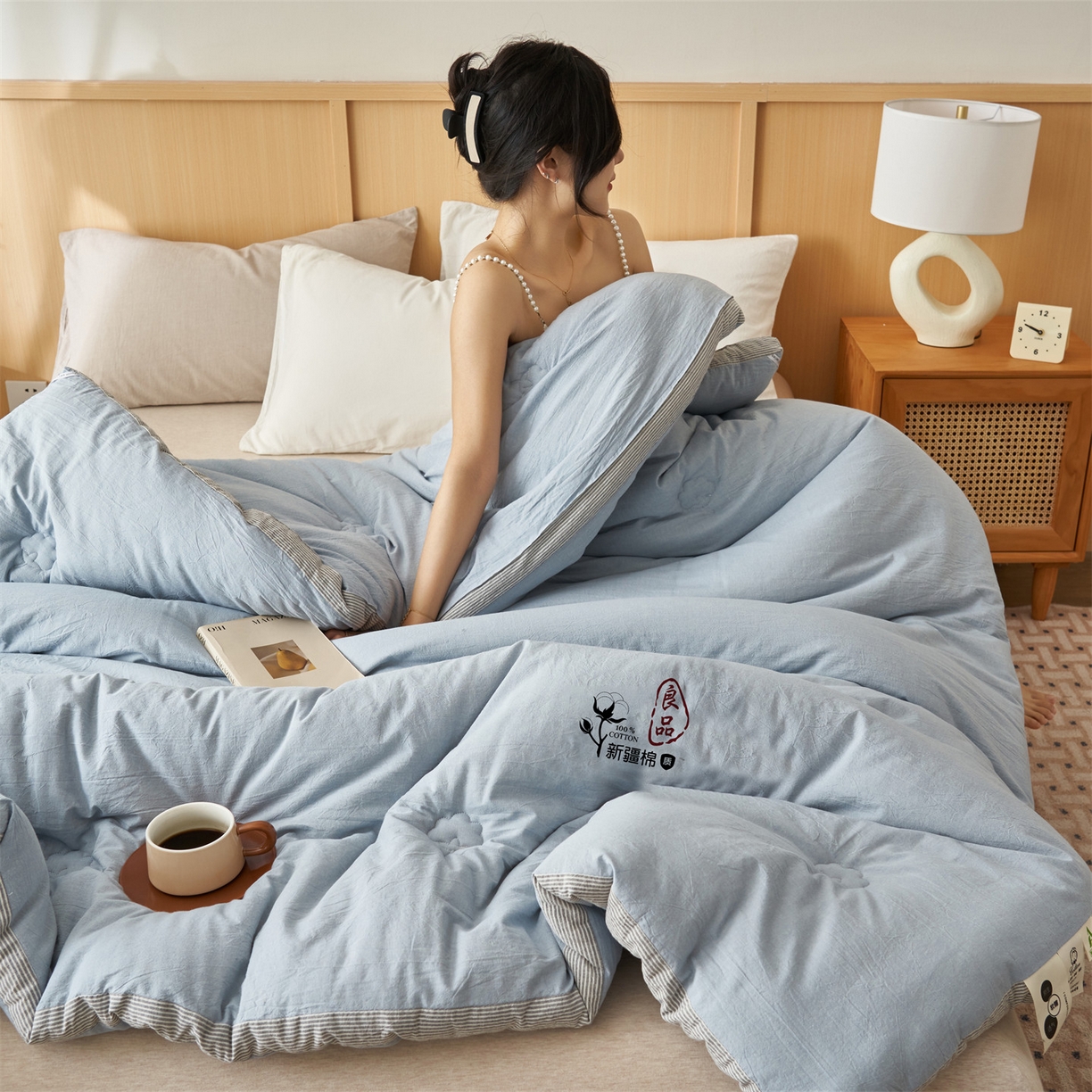 91家纺网 家纺一手货源 找家纺 （总）恬思语家纺 2025秋冬新款立体里外全棉纯棉棉花冬被被子被芯