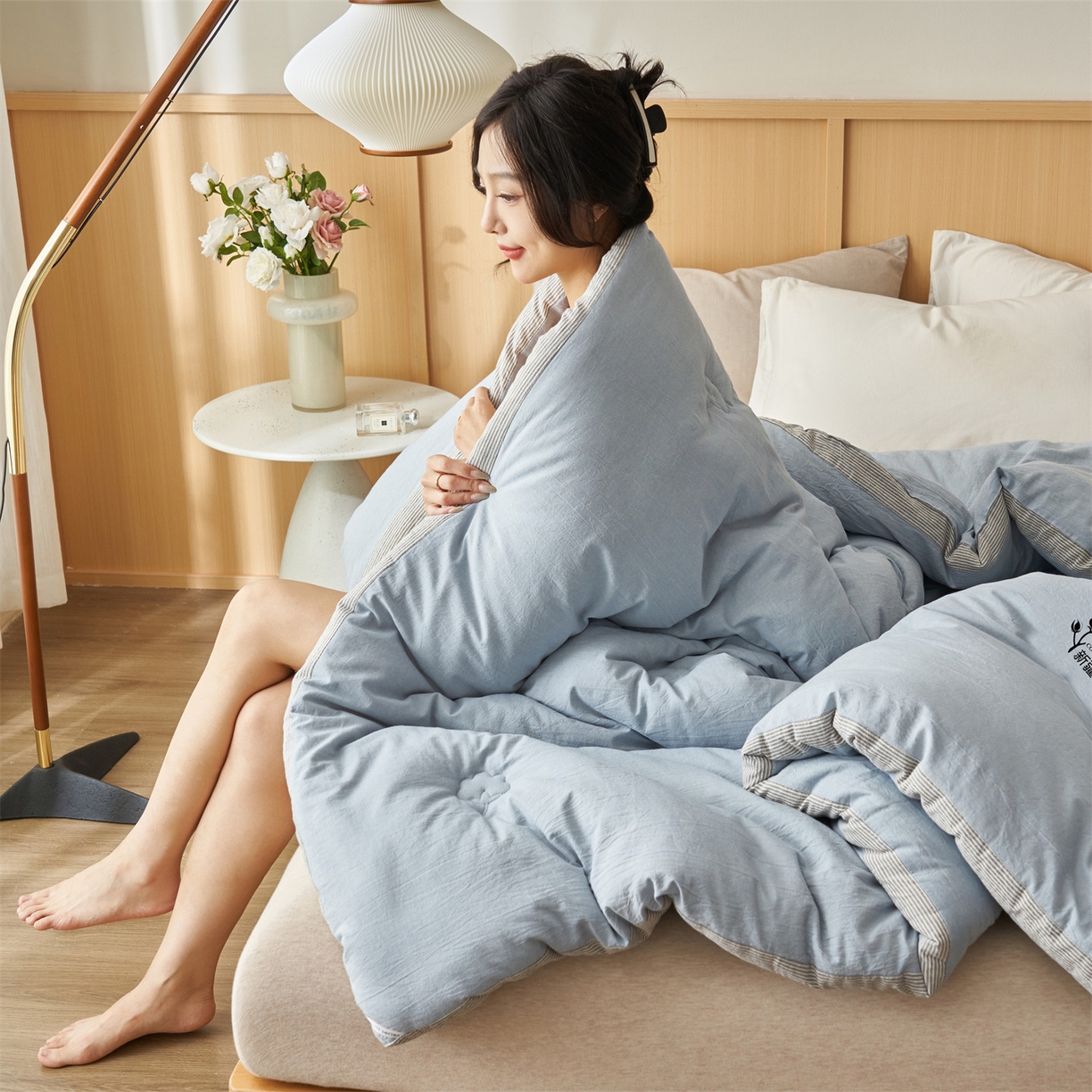 91家纺网 家纺一手货源 找家纺 （总）恬思语家纺 2025秋冬新款立体里外全棉纯棉棉花冬被被子被芯