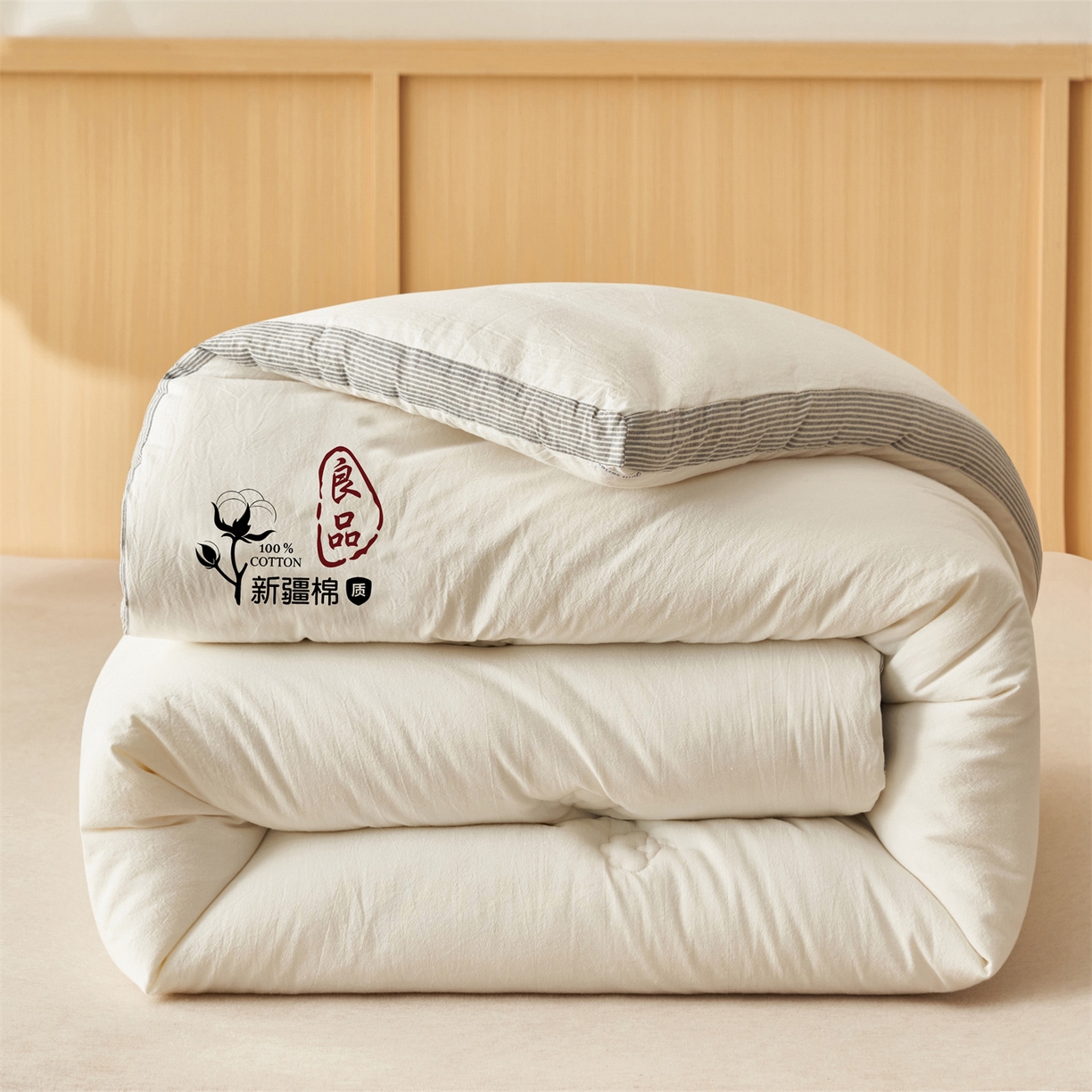 91家纺网 家纺一手货源 找家纺 恬思语家纺 2025秋冬新款立体里外全棉纯棉棉花冬被被子被芯 雅致-白