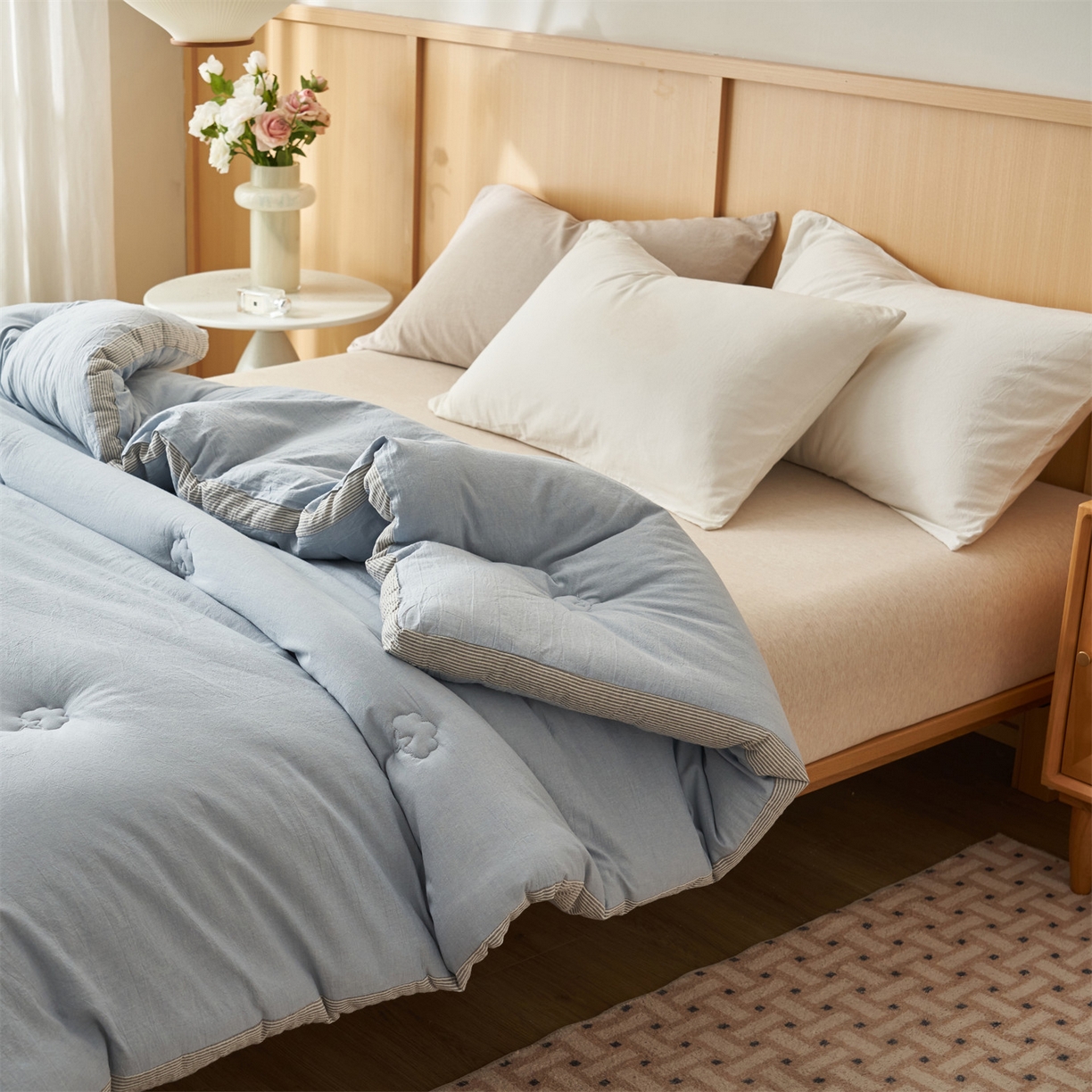 91家纺网 家纺一手货源 找家纺 （总）恬思语家纺 2025秋冬新款立体里外全棉纯棉棉花冬被被子被芯