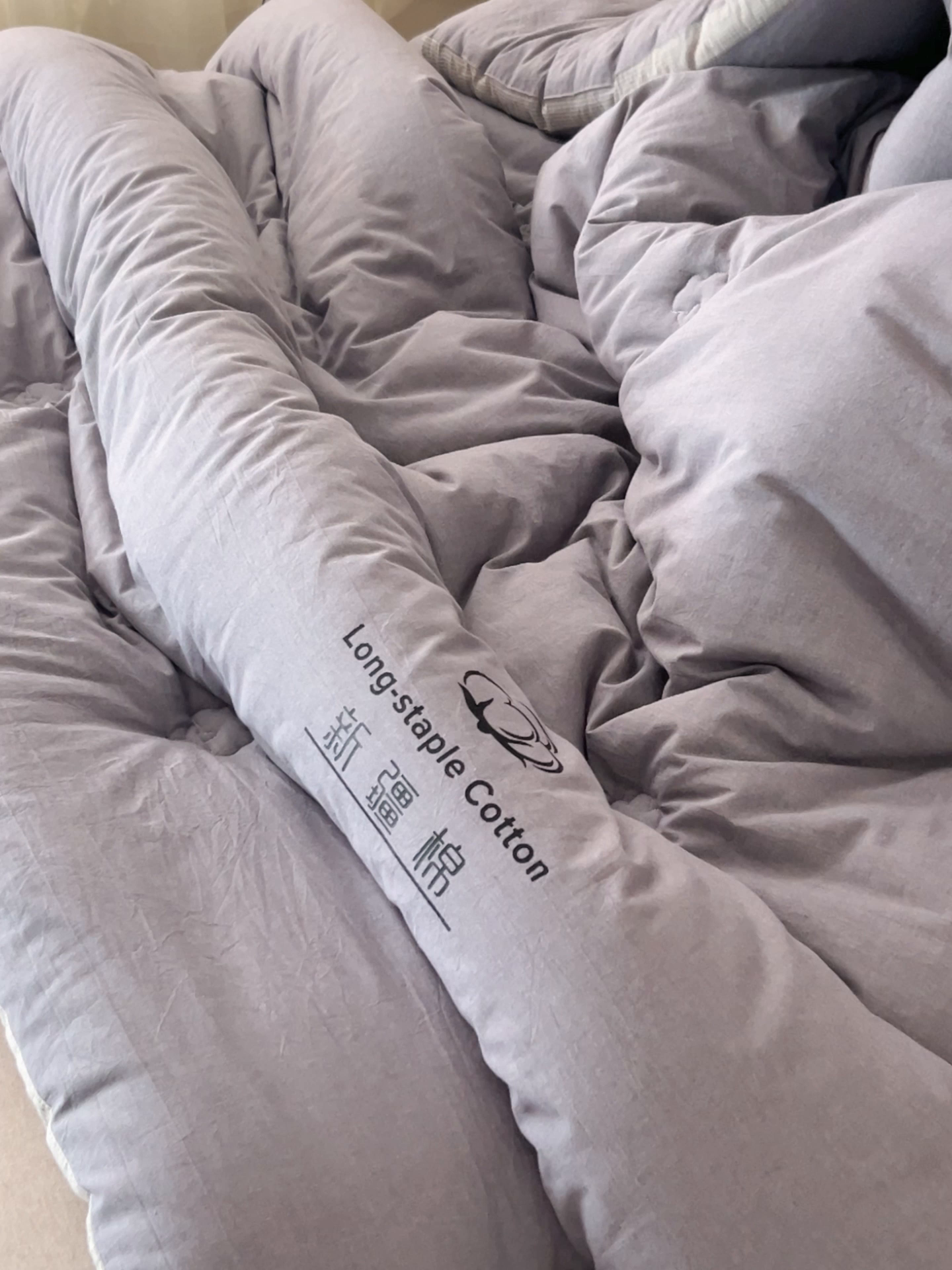91家纺网 家纺一手货源 找家纺 恬思语家纺 2025秋冬新款立体里外全棉纯棉棉花冬被被子被芯 雅致-灰