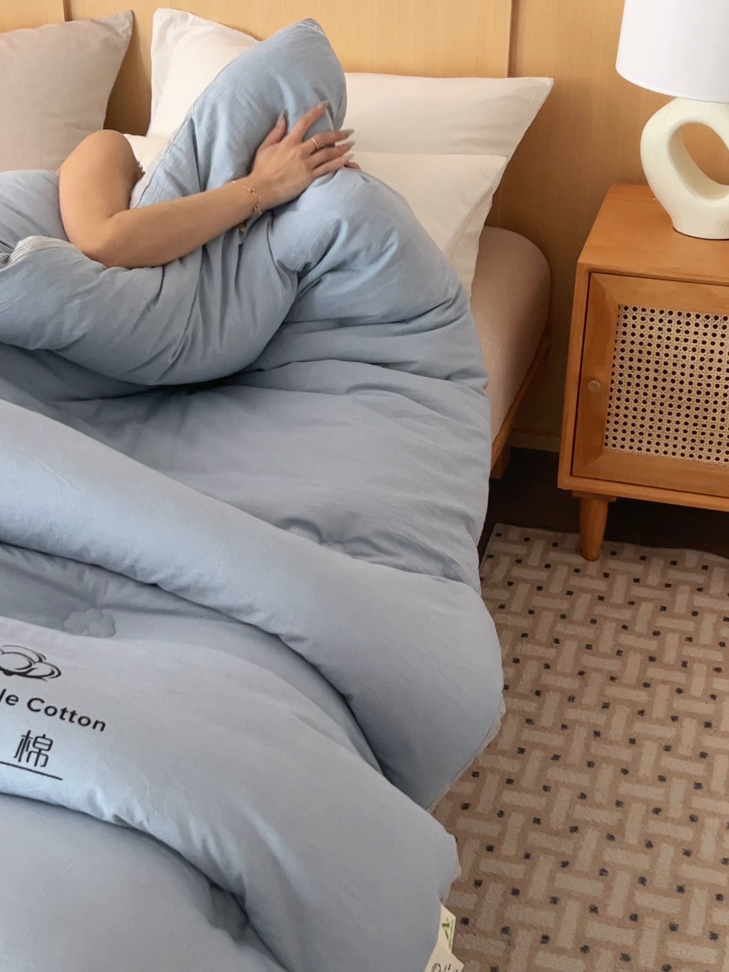 91家纺网 家纺一手货源 找家纺 恬思语家纺 2025秋冬新款立体里外全棉纯棉棉花冬被被子被芯 雅致-蓝