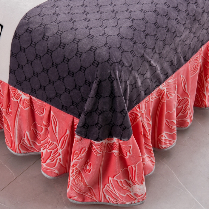 91家纺网 家纺一手货源 找家纺 静缘分 2025新款230克特厚8.5斤牛奶绒金貂绒床裙款保暖四件套-真爱