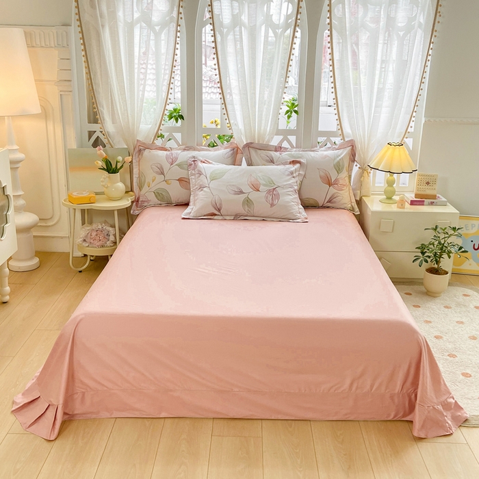 91家纺网 家纺一手货源 找家纺 红淳家纺 2025新款13376全棉活性印花单品床单 一辰叶汐