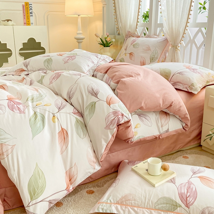 91家纺网 家纺一手货源 找家纺 红淳家纺 2025新款13376全棉活性印花单品枕套 一辰叶汐