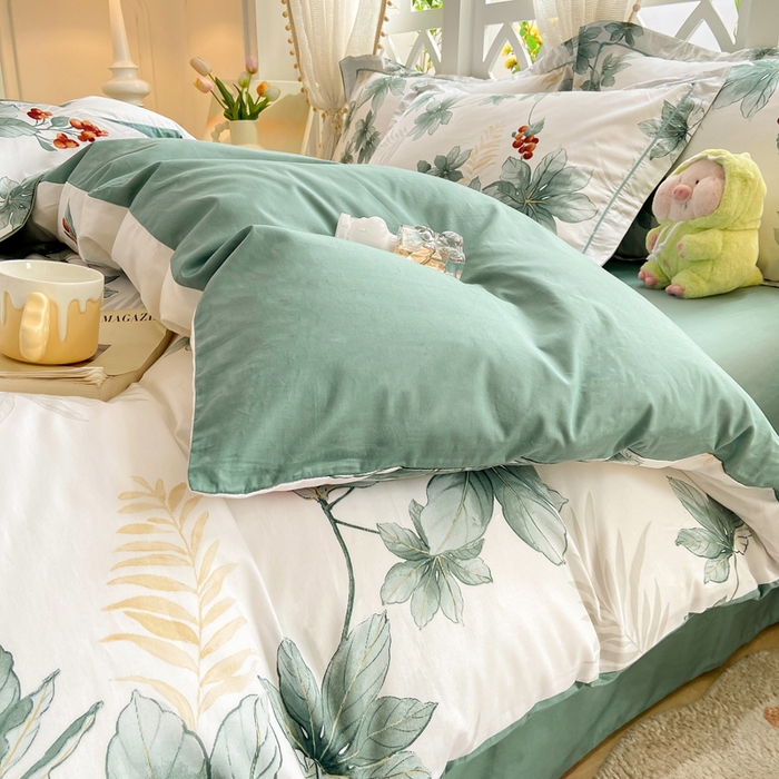 91家纺网 家纺一手货源 找家纺 红淳家纺 2025新款13376全棉活性印花单品枕套 清风花影