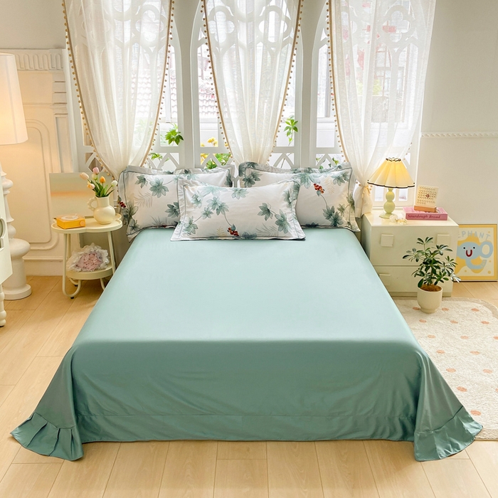 91家纺网 家纺一手货源 找家纺 红淳家纺 2025新款13376全棉活性印花单品枕套 清风花影