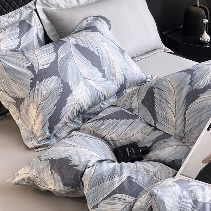 91家纺网 家纺一手货源 找家纺 红淳家纺 2025新款13376全棉活性印花单品枕套 羽蓝