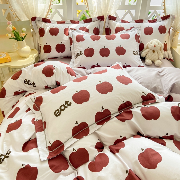 91家纺网 家纺一手货源 找家纺 红淳家纺 2025新款13376全棉活性印花单品枕套 红苹果