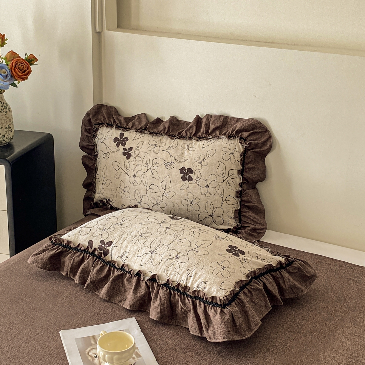 91家纺网 家纺一手货源 找家纺 仟网汇 2025新款复古风亚麻原麻花边四件套 写意