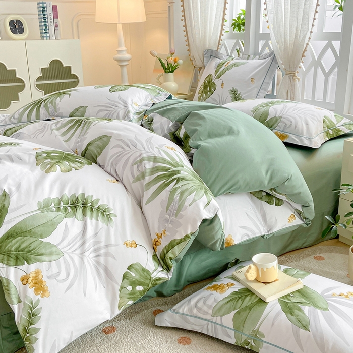 91家纺网 家纺一手货源 找家纺 红淳家纺 2025新款13376全棉活性印花单品枕套 绿野浮渊