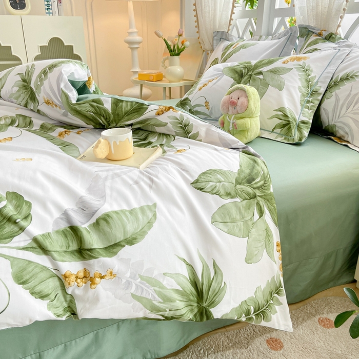 91家纺网 家纺一手货源 找家纺 红淳家纺 2025新款13376全棉活性印花单品枕套 绿野浮渊