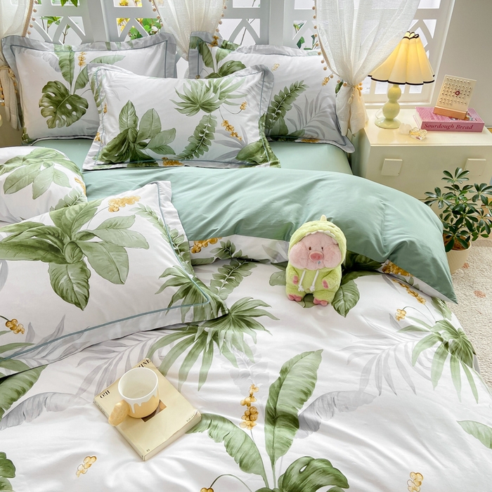 91家纺网 家纺一手货源 找家纺 红淳家纺 2025新款13376全棉活性印花单品枕套 绿野浮渊