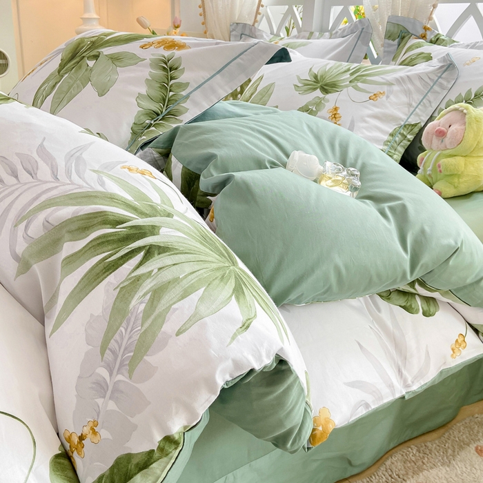 91家纺网 家纺一手货源 找家纺 红淳家纺 2025新款13376全棉活性印花单品枕套 绿野浮渊