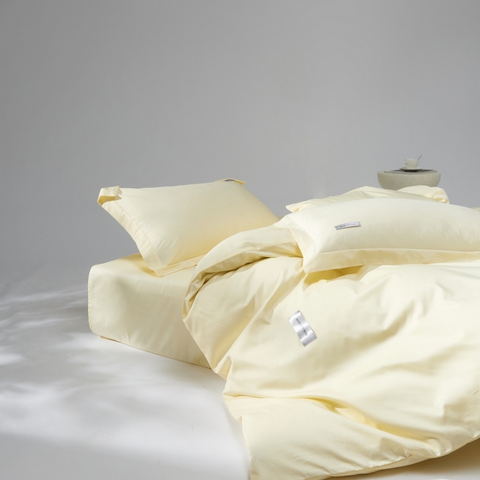 91家纺网 家纺一手货源 找家纺 红淳家纺 2025新款50s长绒棉纯色四件套及单品-四件套 向阳黄