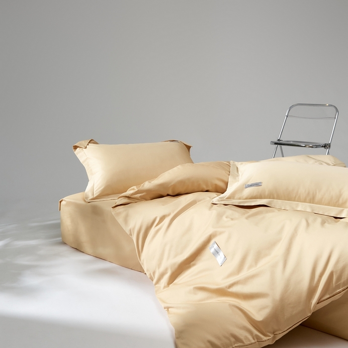 91家纺网 家纺一手货源 找家纺 红淳家纺 2025新款50s长绒棉纯色四件套及单品-四件套 香槟金