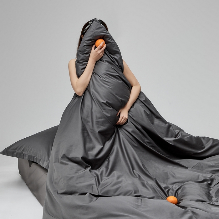 91家纺网 家纺一手货源 找家纺 红淳家纺 2025新款50s长绒棉纯色四件套及单品-四件套 暗夜灰