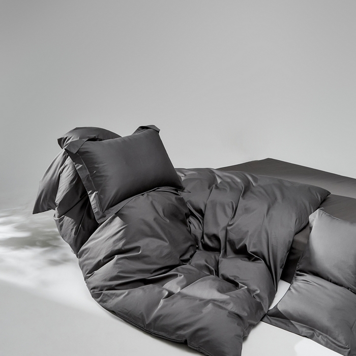 91家纺网 家纺一手货源 找家纺 红淳家纺 2025新款50s长绒棉纯色四件套及单品-四件套 暗夜灰