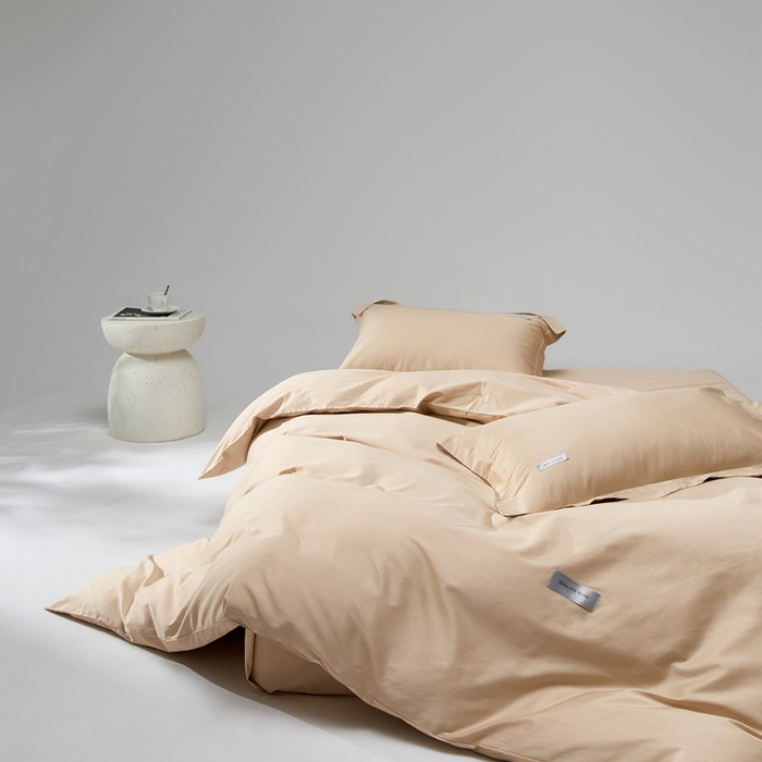 91家纺网 家纺一手货源 找家纺 红淳家纺 2025新款50s长绒棉纯色四件套及单品-四件套 亚麻棕