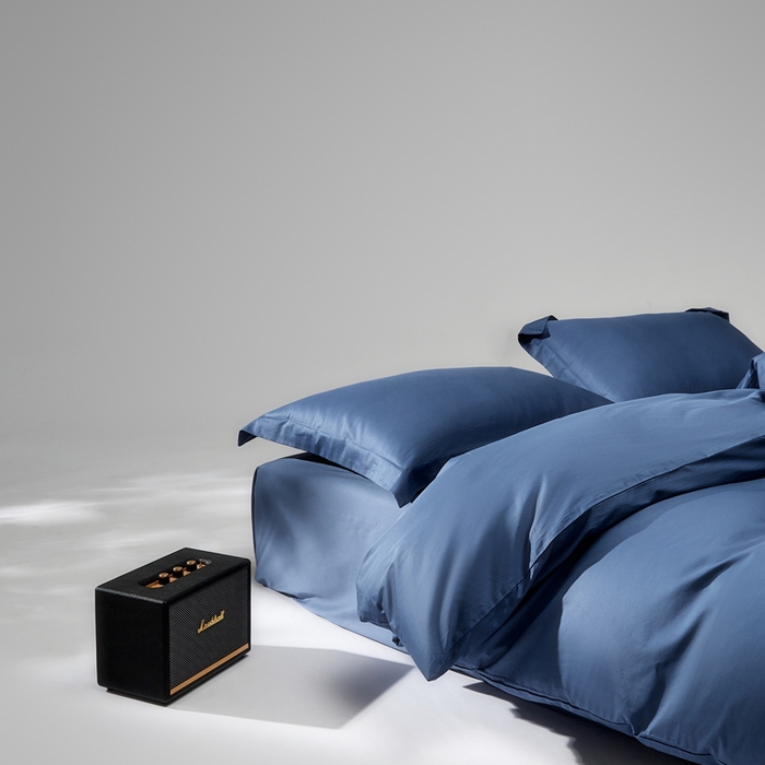 91家纺网 家纺一手货源 找家纺 红淳家纺 2025新款50s长绒棉纯色四件套及单品-四件套 钻石蓝