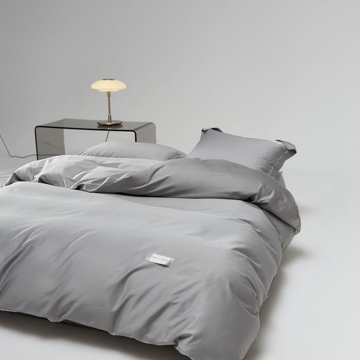 91家纺网 家纺一手货源 找家纺 红淳家纺 2025新款50s长绒棉纯色四件套及单品-四件套 雅士灰