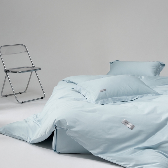 91家纺网 家纺一手货源 找家纺 红淳家纺 2025新款50s长绒棉纯色四件套及单品-四件套 湖泊蓝