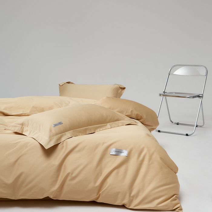 91家纺网 家纺一手货源 找家纺 红淳家纺 2025新款50s长绒棉纯色四件套及单品-四件套 香槟金