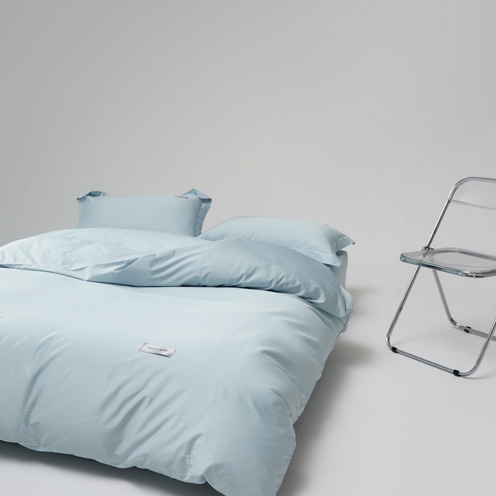 91家纺网 家纺一手货源 找家纺 红淳家纺 2025新款50s长绒棉纯色四件套及单品-四件套 湖泊蓝