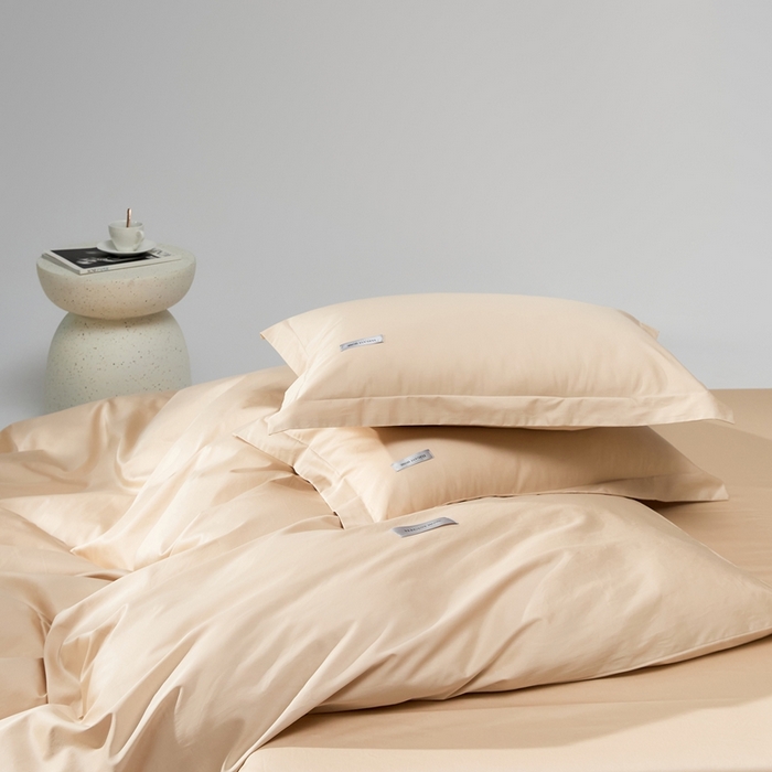 91家纺网 家纺一手货源 找家纺 红淳家纺 2025新款50s长绒棉纯色四件套及单品-四件套 亚麻棕