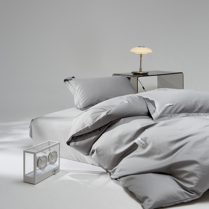 91家纺网 家纺一手货源 找家纺 红淳家纺 2025新款50s长绒棉纯色四件套及单品-四件套 雅士灰