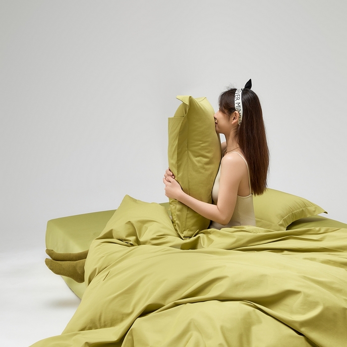 91家纺网 家纺一手货源 找家纺 红淳家纺 2025新款50s长绒棉纯色四件套及单品-四件套 初秋绿