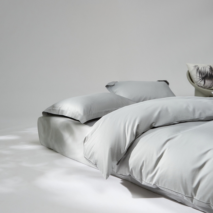 91家纺网 家纺一手货源 找家纺 红淳家纺 2025新款50s长绒棉纯色四件套及单品-四件套 朦胧灰