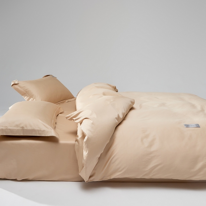 91家纺网 家纺一手货源 找家纺 红淳家纺 2025新款50s长绒棉纯色四件套及单品-四件套 亚麻棕