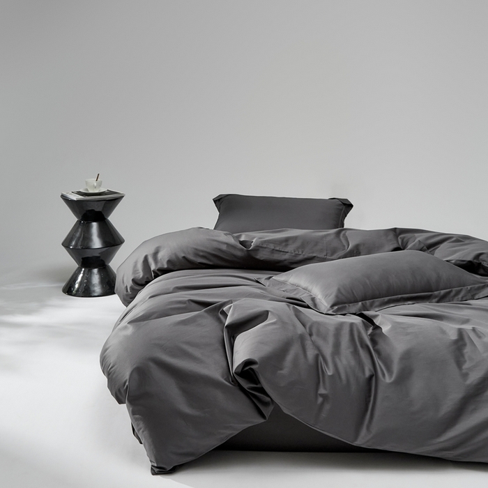 91家纺网 家纺一手货源 找家纺 红淳家纺 2025新款50s长绒棉纯色四件套及单品-四件套 暗夜灰