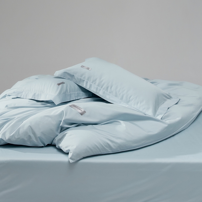 91家纺网 家纺一手货源 找家纺 红淳家纺 2025新款50s长绒棉纯色四件套及单品-四件套 湖泊蓝