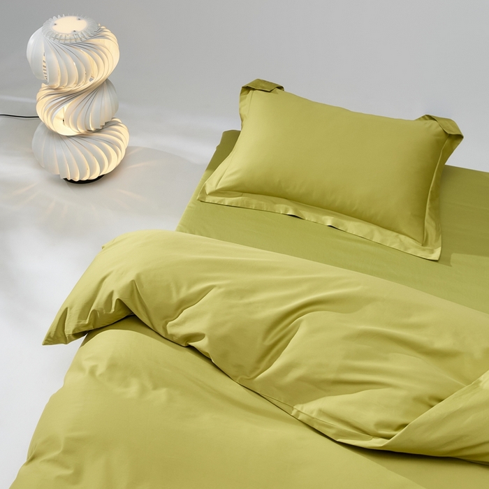 91家纺网 家纺一手货源 找家纺 红淳家纺 2025新款50s长绒棉纯色四件套及单品-四件套 初秋绿