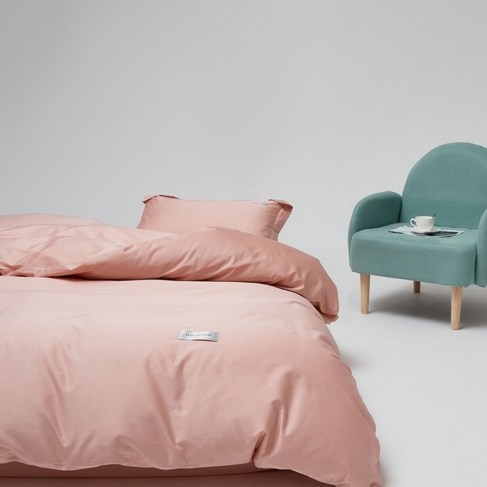 91家纺网 家纺一手货源 找家纺 红淳家纺 2025新款50s长绒棉纯色四件套及单品-四件套 茱萸粉