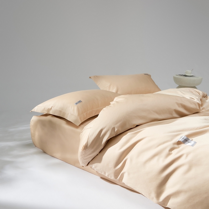 91家纺网 家纺一手货源 找家纺 红淳家纺 2025新款50s长绒棉纯色四件套及单品-四件套 亚麻棕