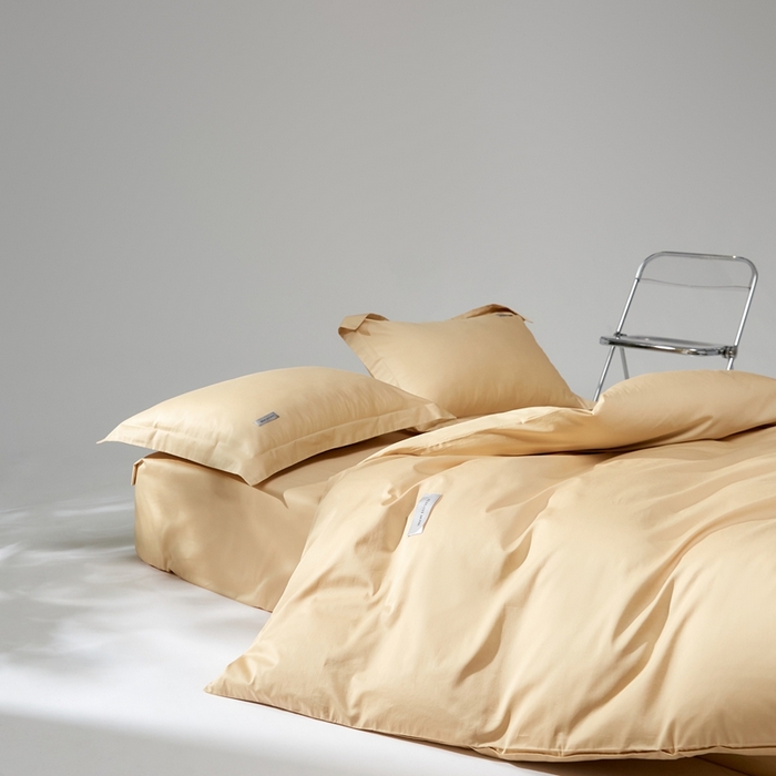 91家纺网 家纺一手货源 找家纺 红淳家纺 2025新款50s长绒棉纯色四件套及单品-四件套 香槟金