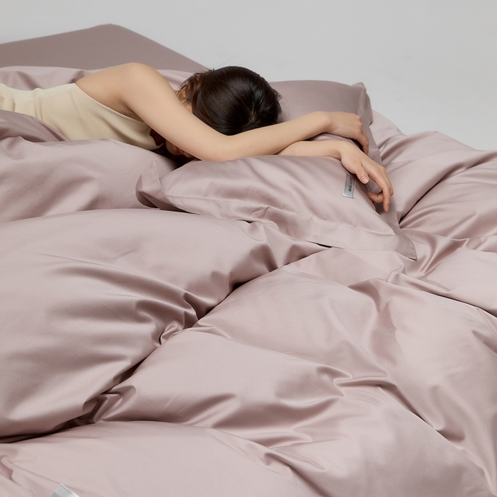 91家纺网 家纺一手货源 找家纺 红淳家纺 2025新款50s长绒棉纯色四件套及单品-四件套 烟灰紫