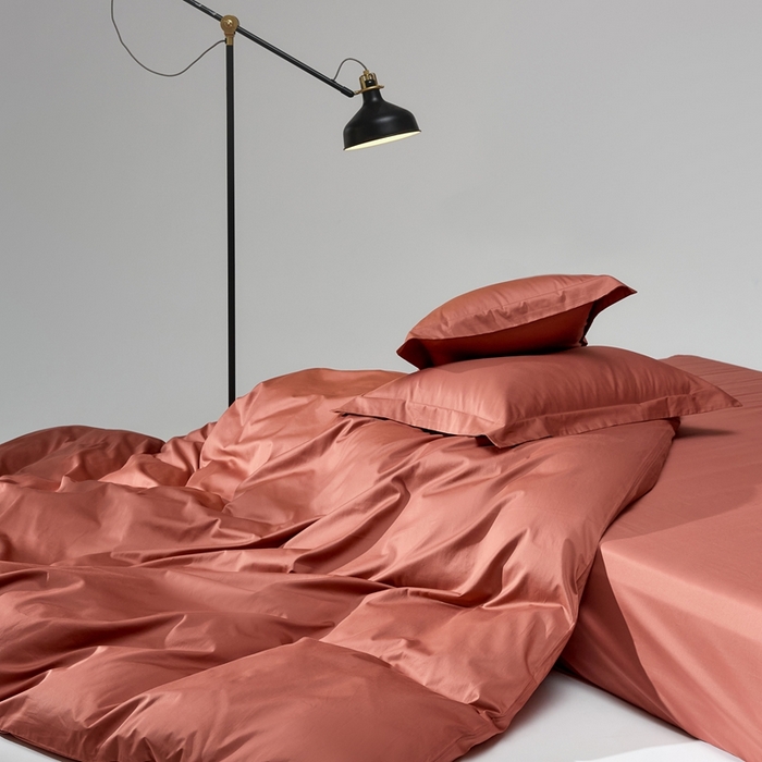 91家纺网 家纺一手货源 找家纺 红淳家纺 2025新款50s长绒棉纯色四件套及单品-四件套 秋香红