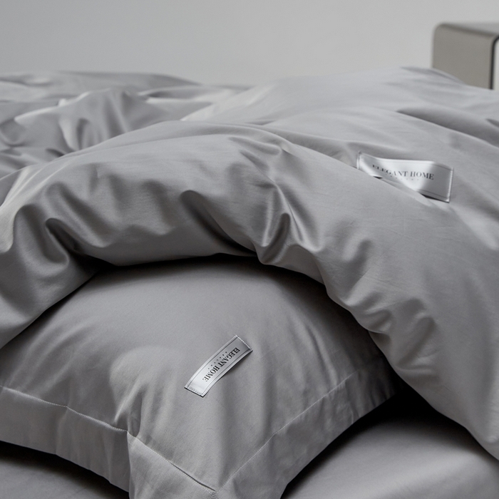91家纺网 家纺一手货源 找家纺 红淳家纺 2025新款50s长绒棉纯色四件套及单品-四件套 雅士灰