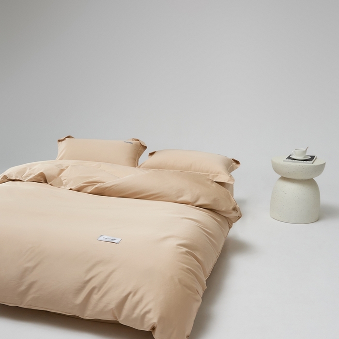 91家纺网 家纺一手货源 找家纺 红淳家纺 2025新款50s长绒棉纯色四件套及单品-四件套 亚麻棕