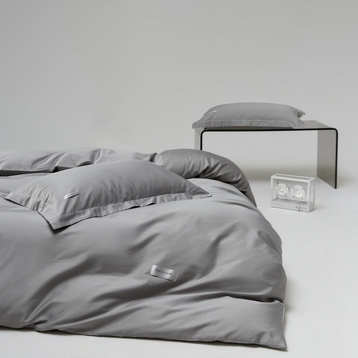 91家纺网 家纺一手货源 找家纺 红淳家纺 2025新款50s长绒棉纯色四件套及单品-四件套 雅士灰