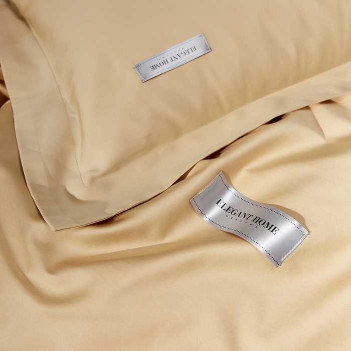 91家纺网 家纺一手货源 找家纺 红淳家纺 2025新款50s长绒棉纯色四件套及单品-四件套 香槟金